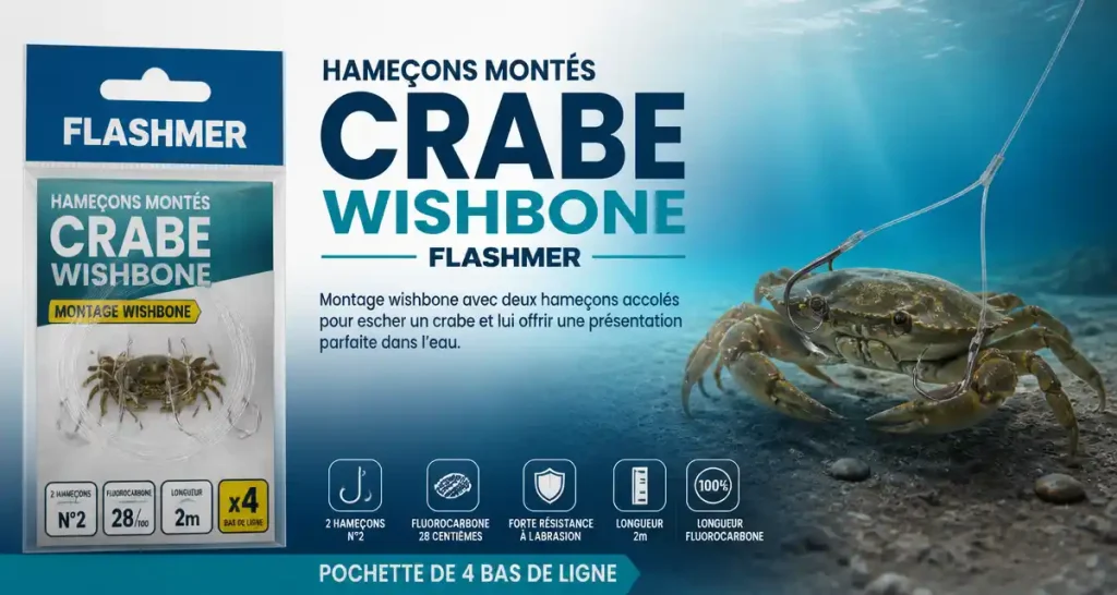 Hameçons Montés CRABE Wishbone FLASHMER