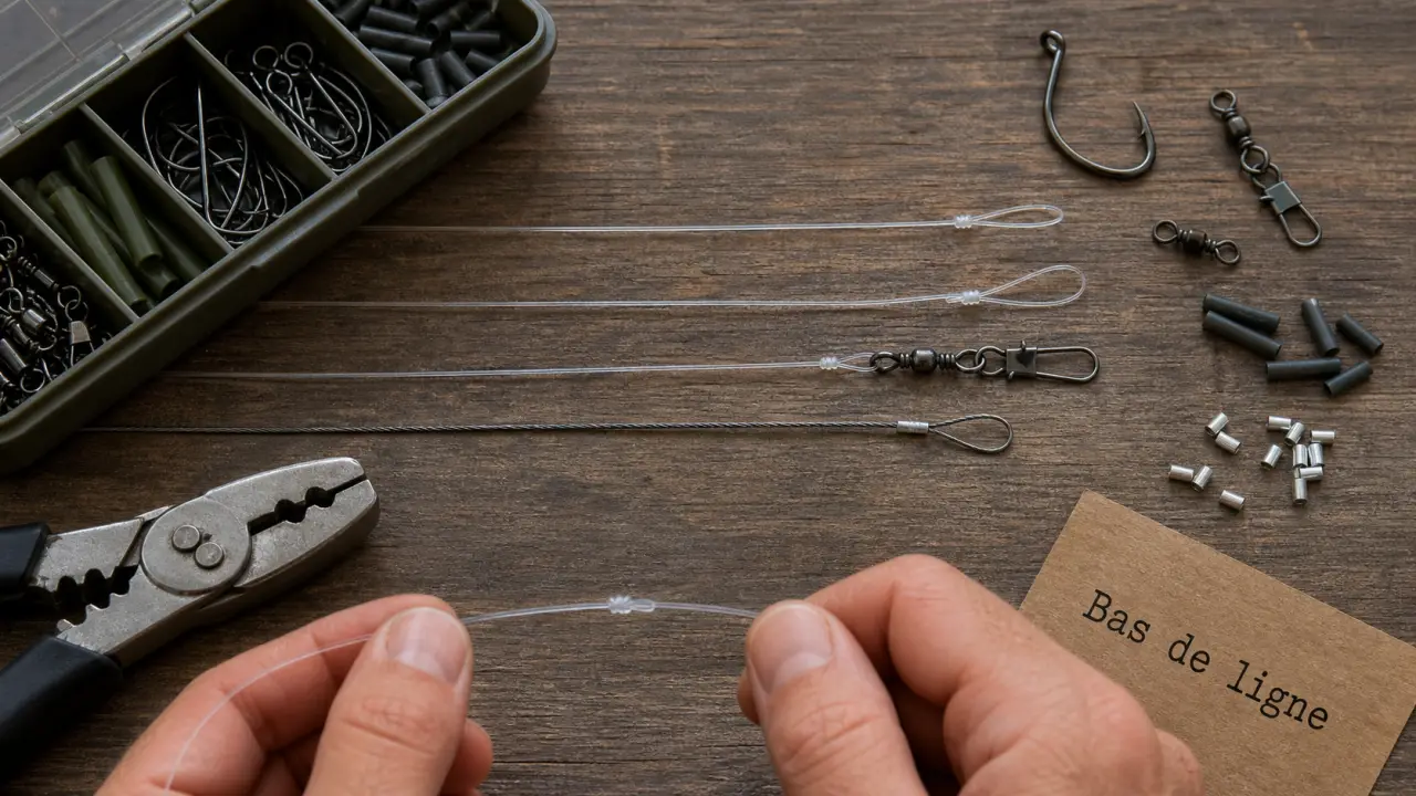 Bas de ligne fluorocarbone nylon acier pour pêche