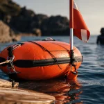 Bouée chasse sous marine orange visible, stable, grande