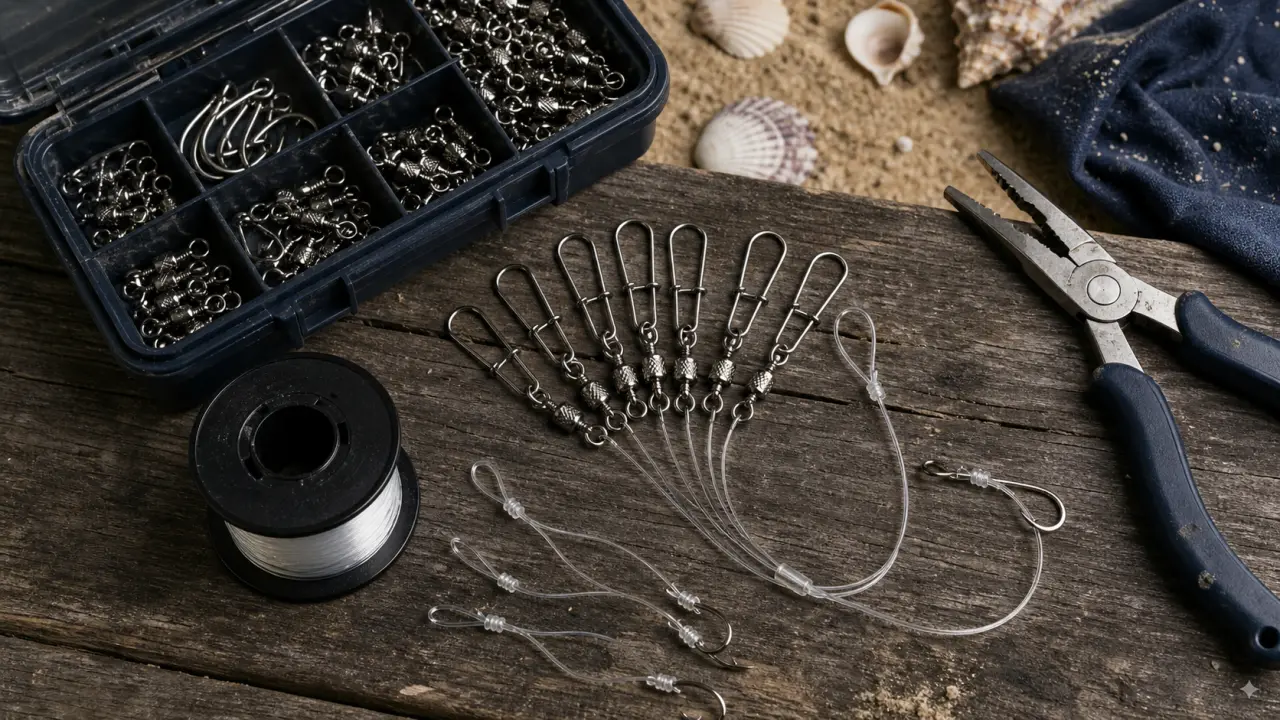 Clipot inox et émerillons pour surfcasting en mer