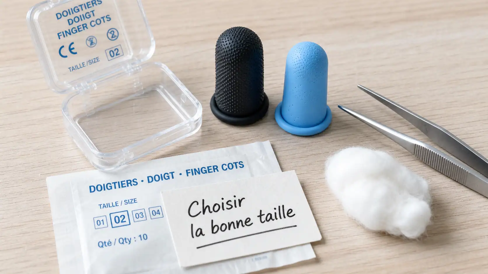 Doigtier médical antidérapant et réutilisable, choix de taille