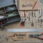 Flashmer 1970 : leurres et montages de pêche sur table