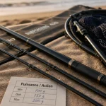 Canne per surfcasting en carbone 3 brins et anneaux céramique sur plage