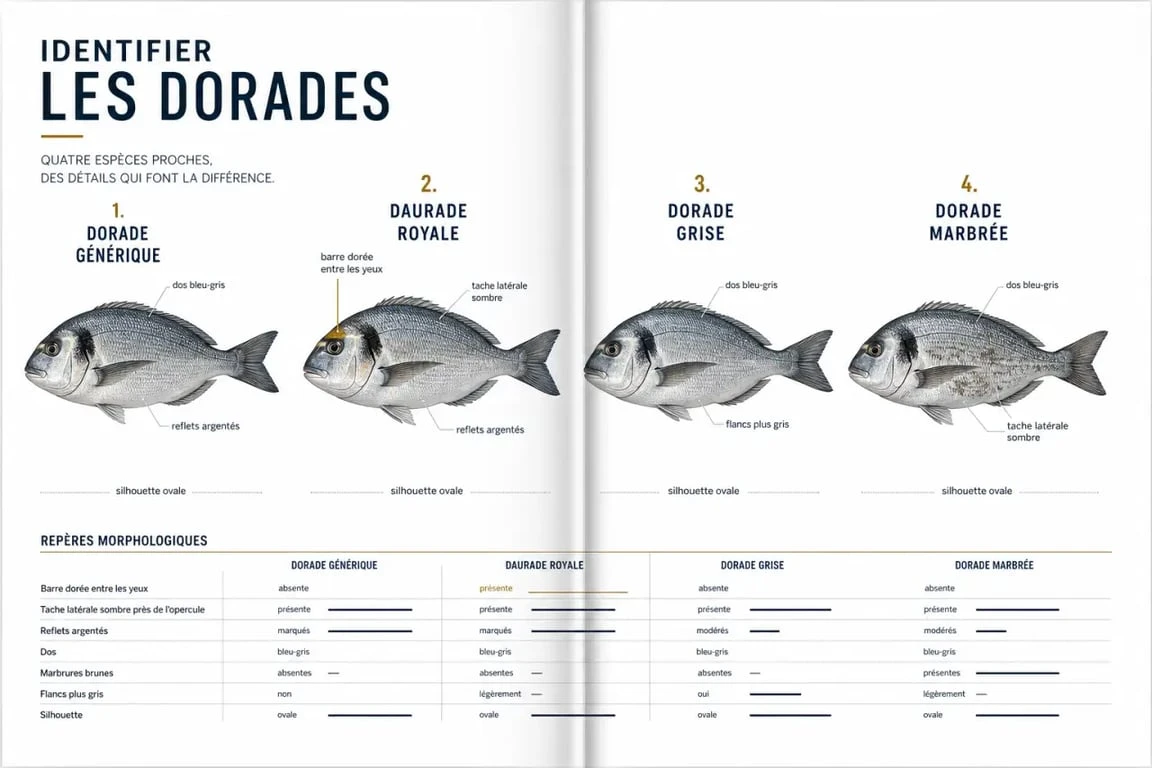 Différence entre dorade et daurade royale : visualisation comparative des signes distinctifs et des espèces proches