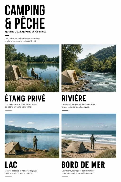 Camping avec peche : quatre ambiances de plan d’eau entre étang, rivière, lac et mer