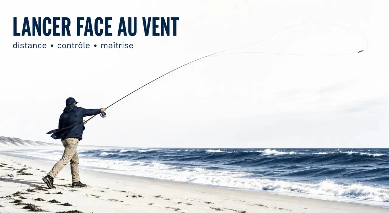 Mise en situation de la meilleure canne pour le bar du bord sur une plage exposée avec lancer longue distance