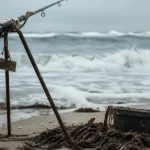 Peche en surfcasting : canne 4 à 5 m au bord de mer en Bretagne