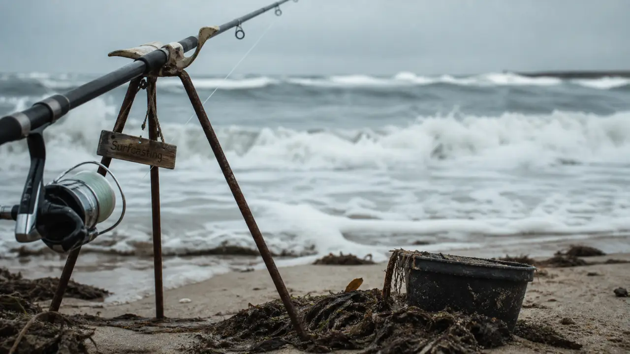 Peche en surfcasting : canne 4 à 5 m au bord de mer en Bretagne