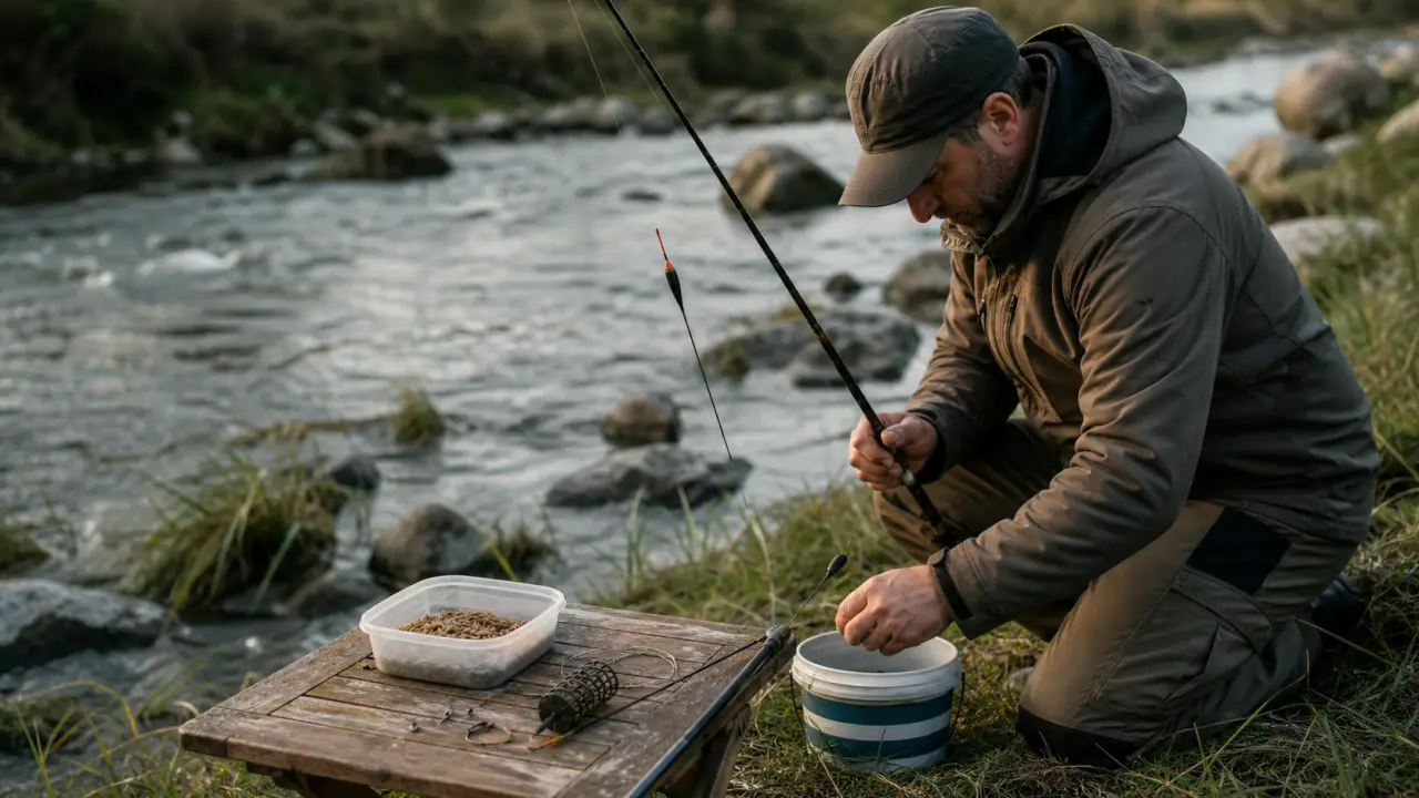 Technique de pêche coup et feeder au bord de la rivière