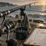 Canne surfcasting 4,20 à 4,50 m sur jetée, au bord de la mer
