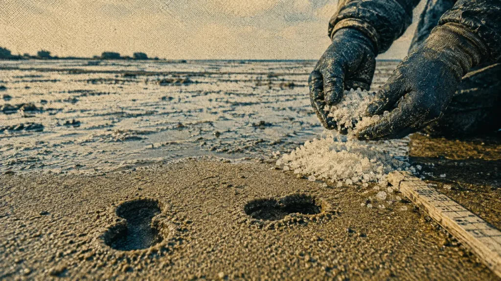 Pêcher les couteaux au gros sel : repérer 2 trous et respecter 10 cm