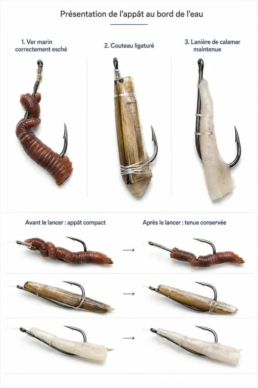 Appat surfcasting : exemples de bon eschage pour ver, couteau et calamar
