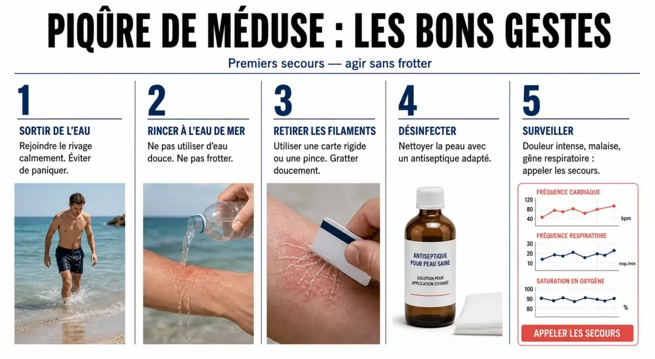 Piqure de meduse : gestes de premiers secours à faire immédiatement