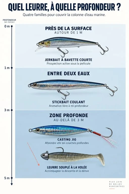 Leurres mer adaptés aux différentes profondeurs de la colonne d’eau