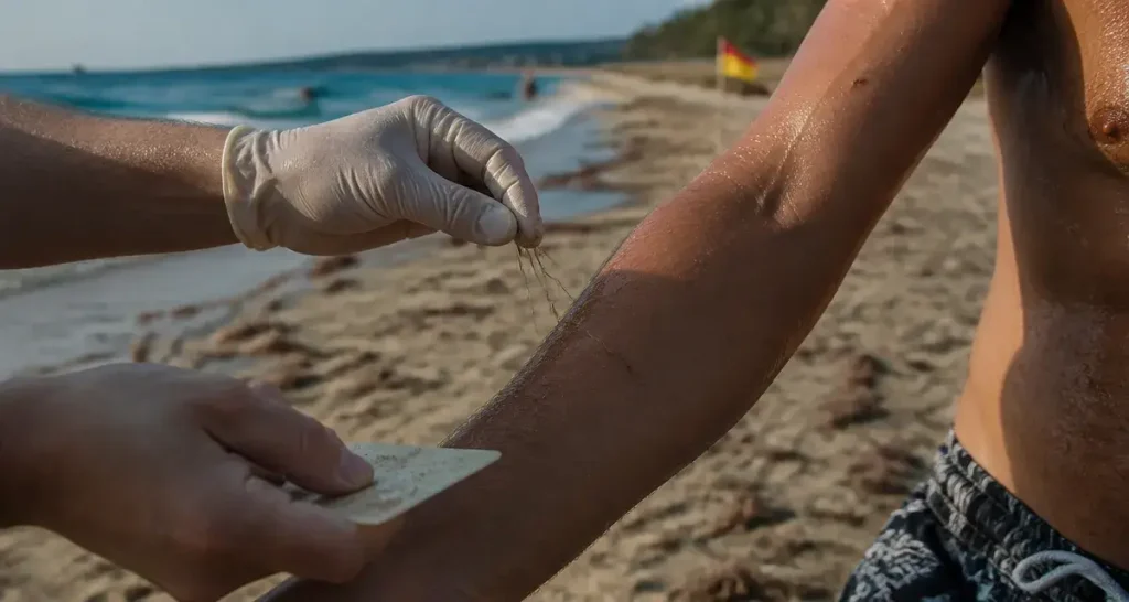 Piqûre de méduse : reconnaître la brûlure, rincer à l’eau de mer et alerter au bon moment