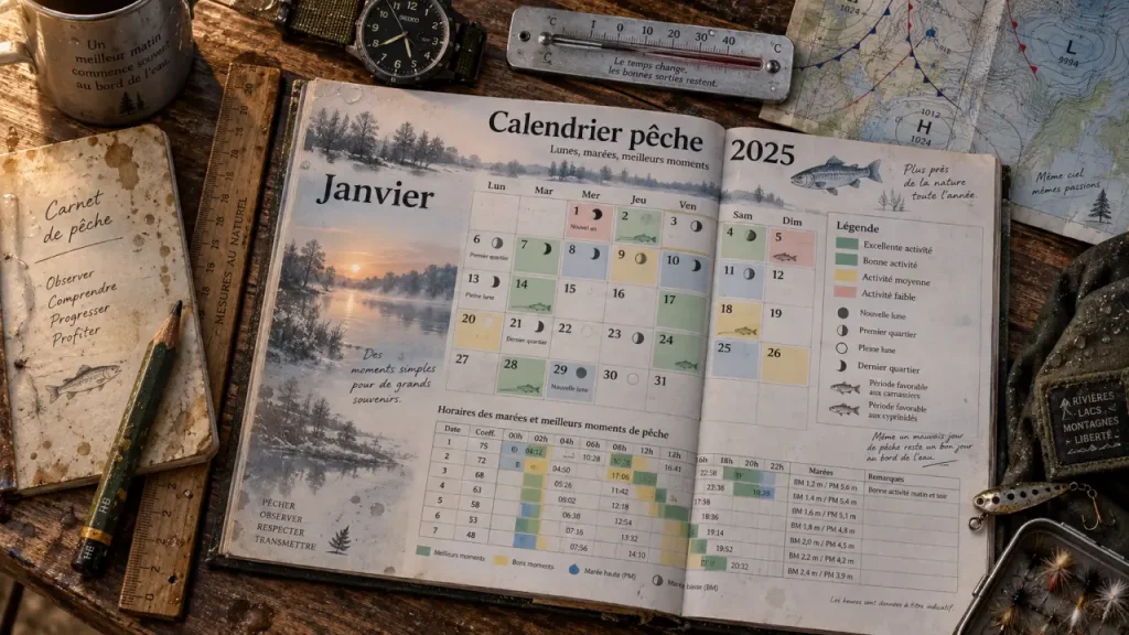 Calendrier pêche 2025 : les meilleurs créneaux ne suffisent pas sans la météo