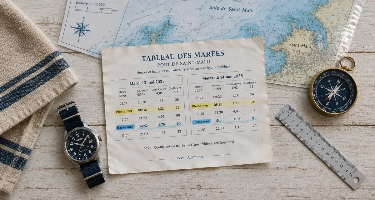 Horaires des marées Carnac : pleine mer et basse mer